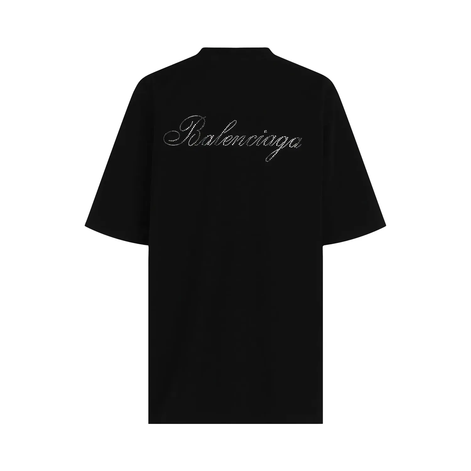 Футболка Balenciaga с рукописным логотипом и кристаллами, черный — фото 2