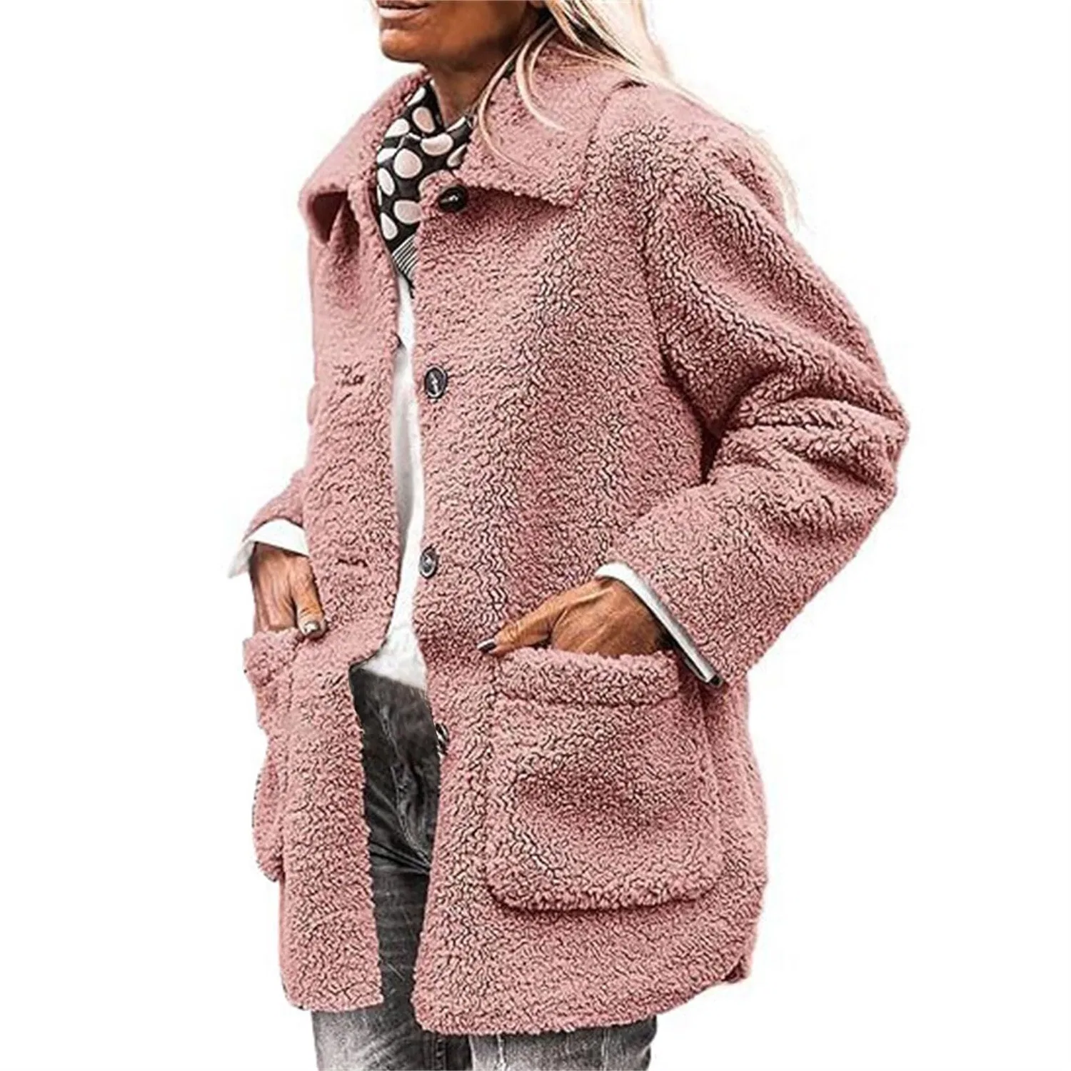Женское пальто из шерпы с принтом Women Wool Coats, Rosso