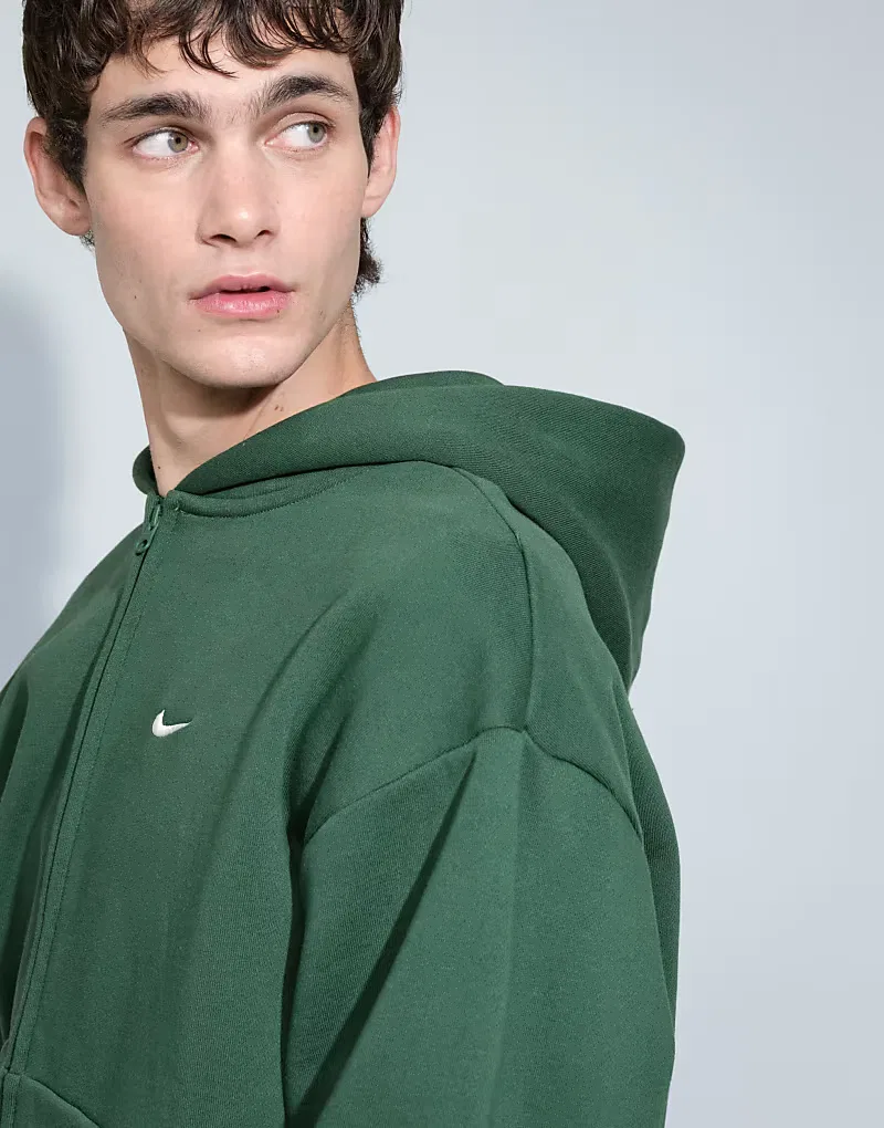 Толстовка Nike Solo Fleece на молнии, темно-зеленый — фото 4