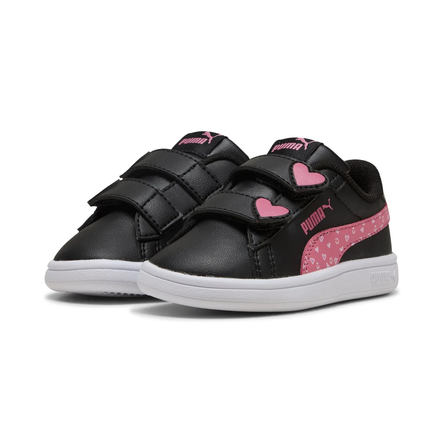 Детские кроссовки с липучками Puma Smash 3.0, Black Magic Rose Pink