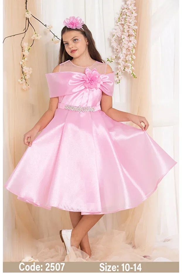 Детское платье для девочек без рукавов Süslü Pink Kids, Powder — фото 3