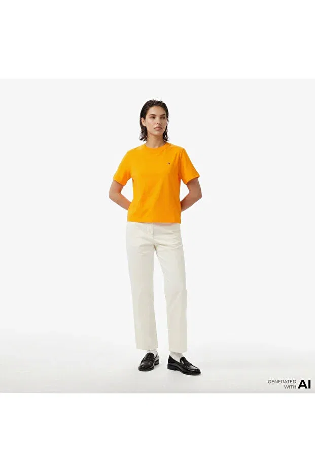 Женская футболка хлопковая Tommy Hilfiger, Orange — фото 3