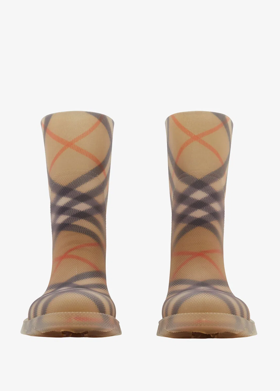 Сапоги резиновые Burberry Check Rubber Marsh High, бежевый — фото 3