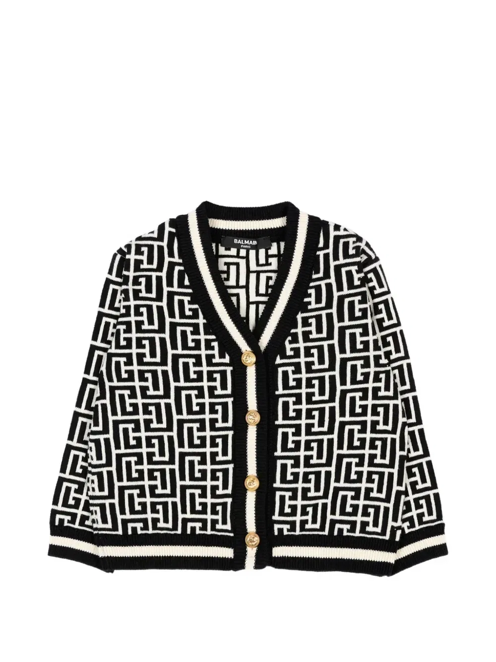 Кардиган на пуговицах с логотипом Balmain Kids, черный
