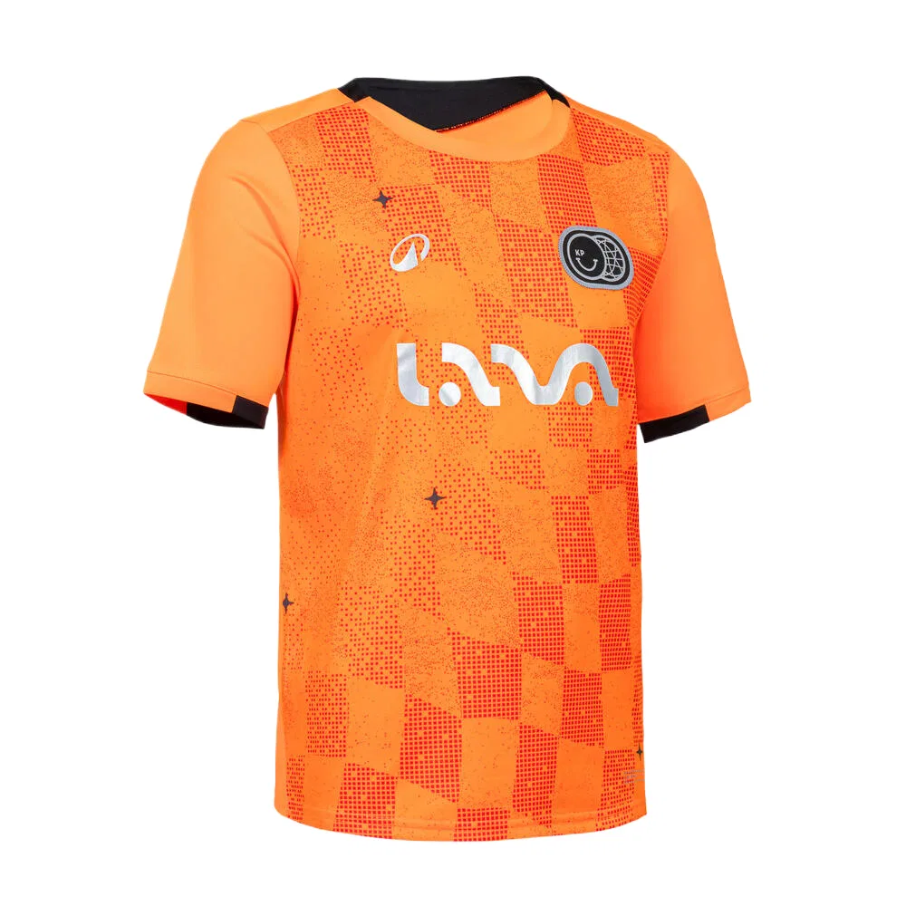 Детская футболка с круглым вырезом Moderate DECATHLON, Electric Orange/Smoky Black