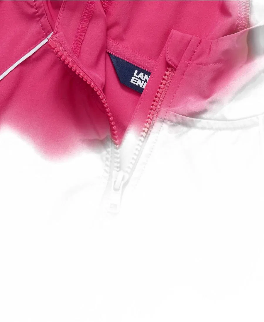 Детская спортивная куртка с длинным рукавом и капюшоном, модель Girls Active Long Sleeve Hooded Track Jacket Lands' End, Rose Violet — фото 3