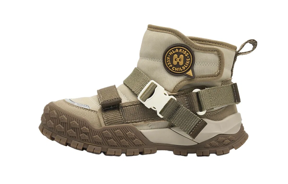 Детские ботинки из синтетической кожи высокие HLA, Beige Gray