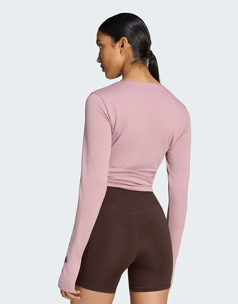 Топ Soft Ballet Wrap Three Stripes Studio Adidas Performance, Mauve — фото 2