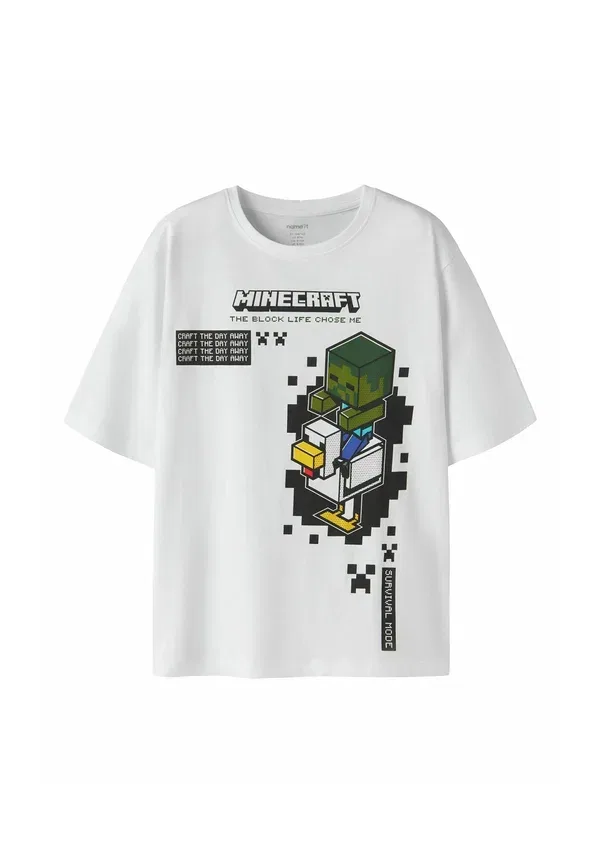 Футболка с принтом Minecraft Loose Fit Name It Bright White, белый — фото 3