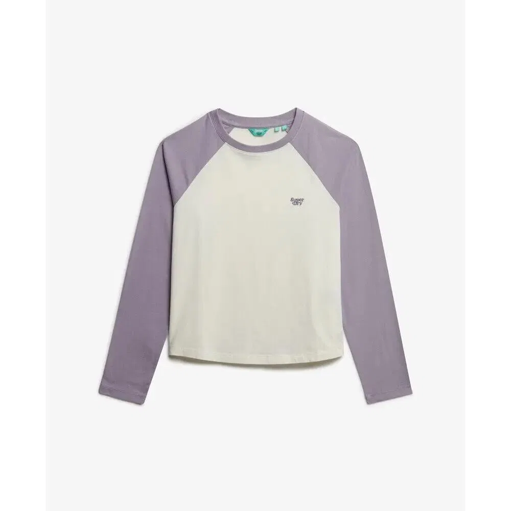 Женский лонгслив с принтом Superdry Essential Logo, Weiß Baumwollweiß