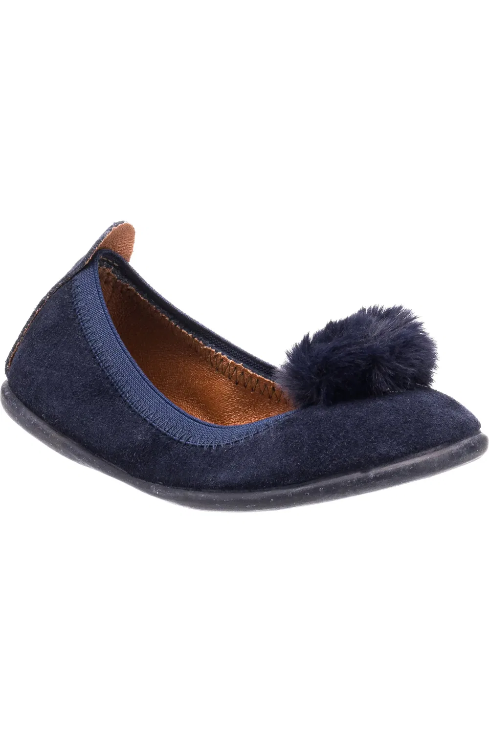 Балетки детские с помпоном из искусственного меха Faux Fur Pompom Ballerina Elephantito, синий
