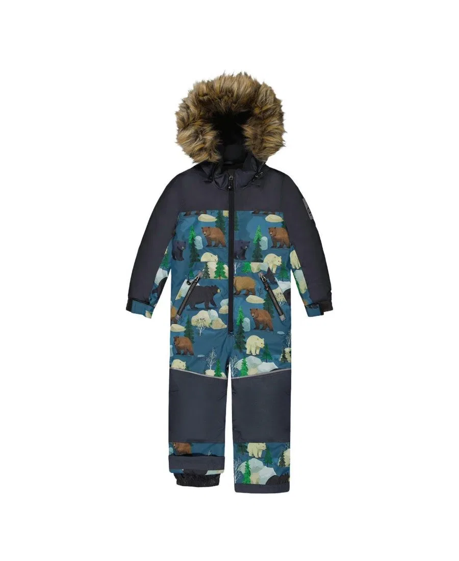 Детский комбинезон-снегокат с принтом медведя Discover Deux par Deux, Blue Bear Print
