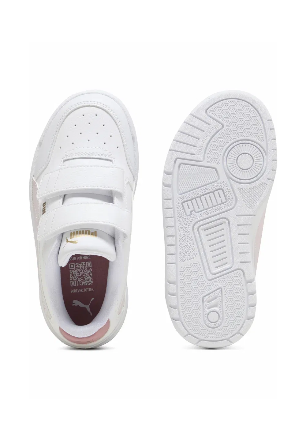 Shuffle downtown lo v ps unisex - детская обувь Puma, White-Powder Pink — фото 3