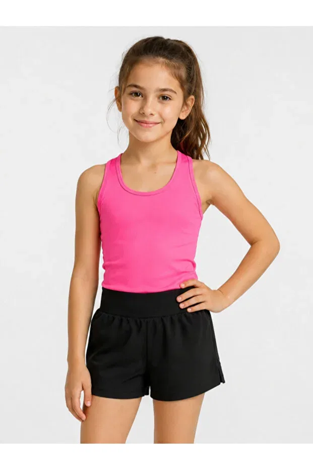 Детский спортивный топ для девочек с принтом Swimmer Athlete Neon Pink Name Printed She Can Wear, Mix With A Name — фото 2