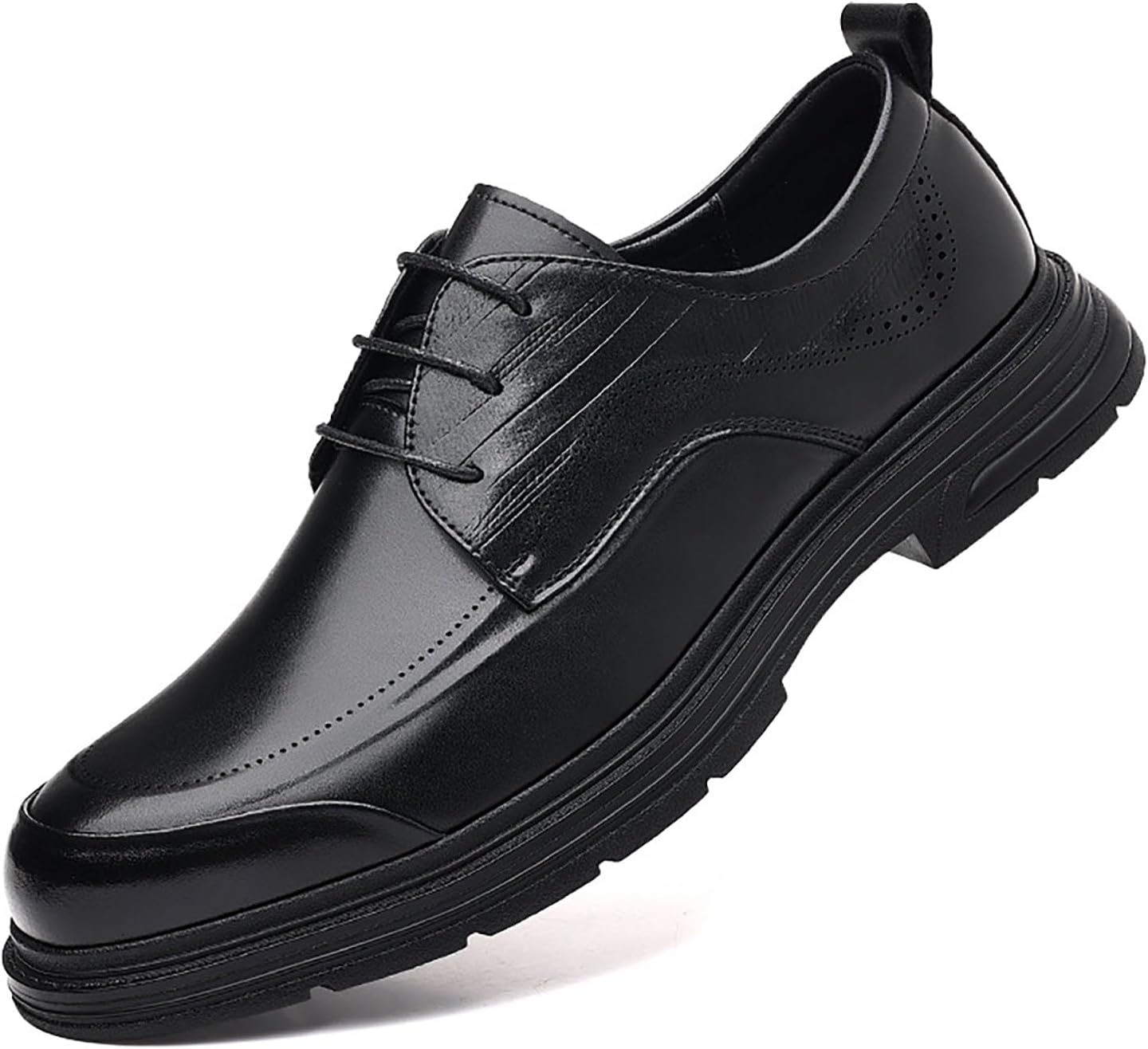 

Мужские винтажные кожаные оксфорды с шнуровкой и платформой, классические кожаные броги с крылами, удобные туфли с круглым носком, противоскользящие деловые дерби Nxnbhsl, черный