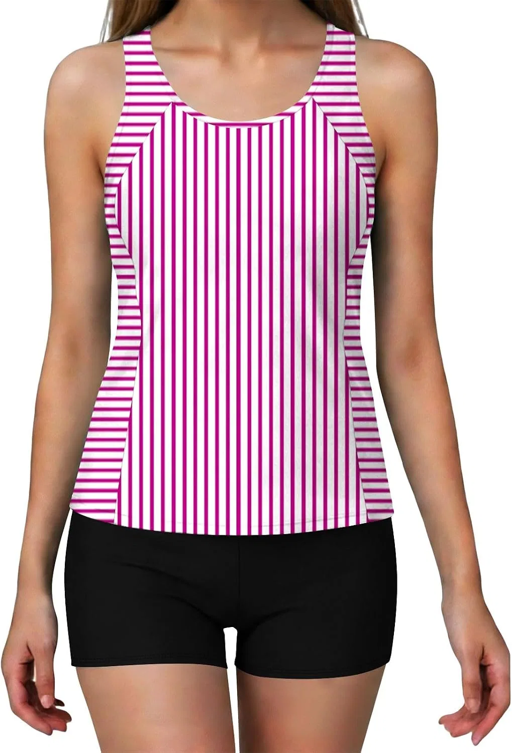 Женский танкини с принтом UPF 50+ Generic, Hot Pink — фото 4