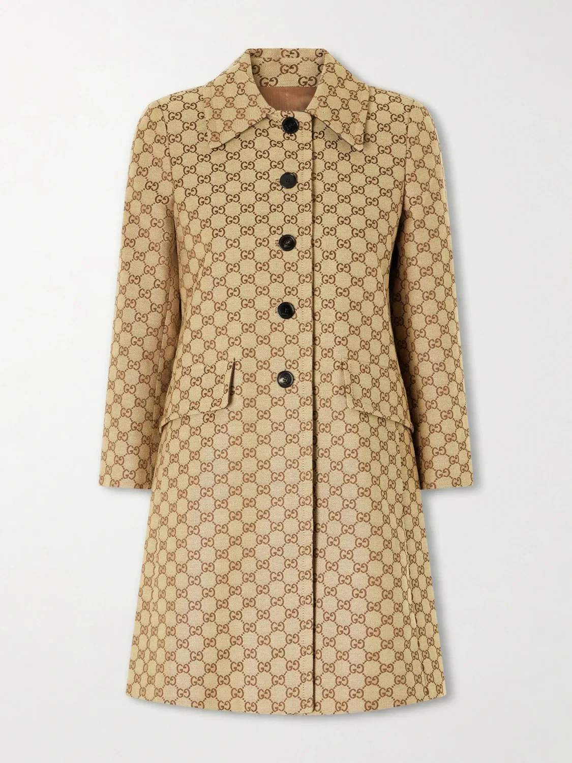 Пальто Gucci Жаккардовое с логотипом GG, из смесового хлопка, бежевый