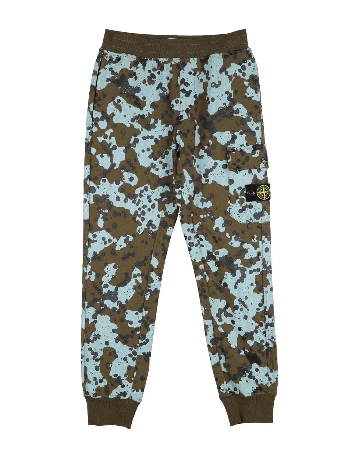 Детские штаны для мальчиков на флисе с камуфляжным принтом Stone Island Junior, темно-зеленый