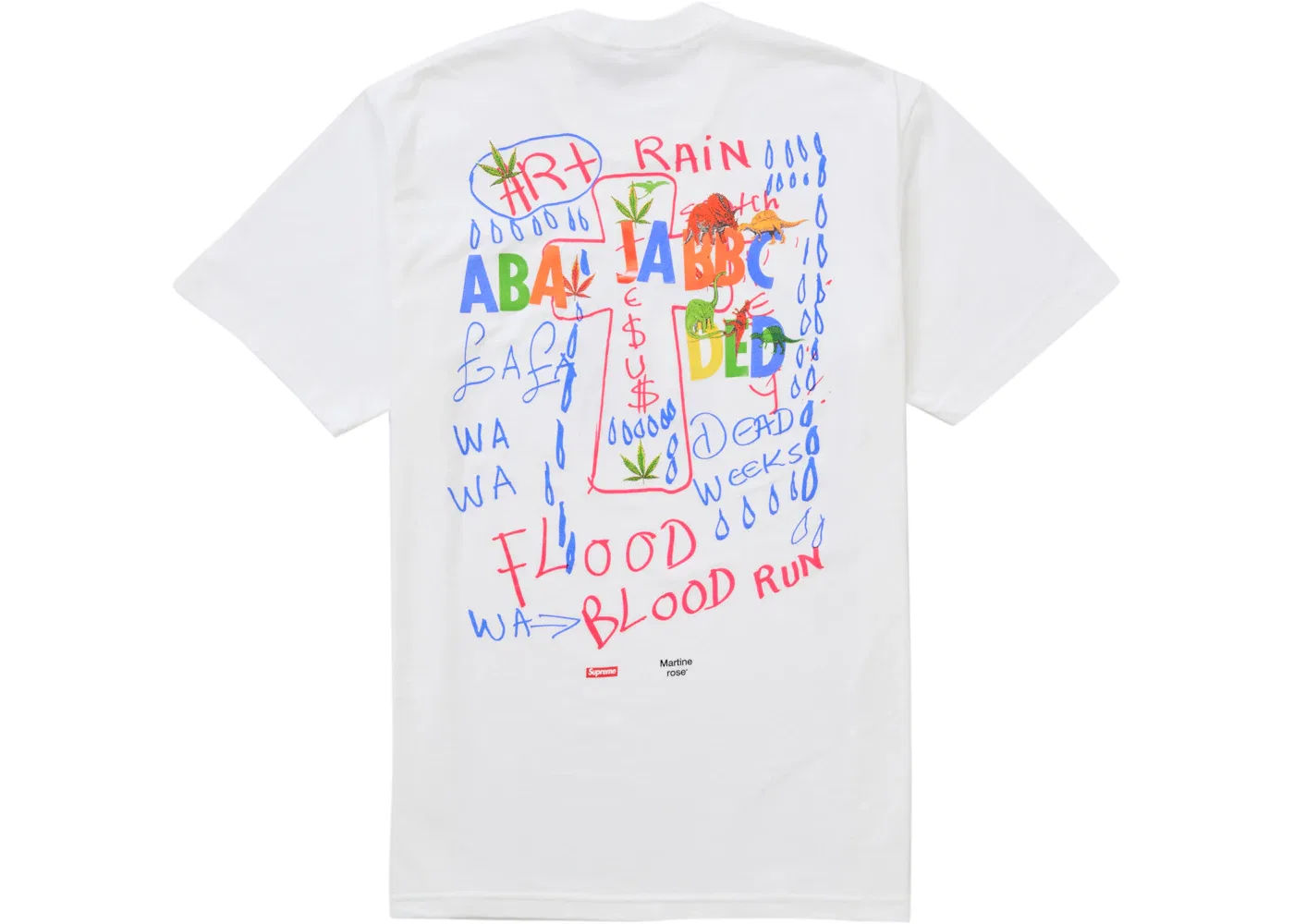Мужская футболка с принтом Supreme Martine Rose Lee Scratch Perry Tee, White — фото 2