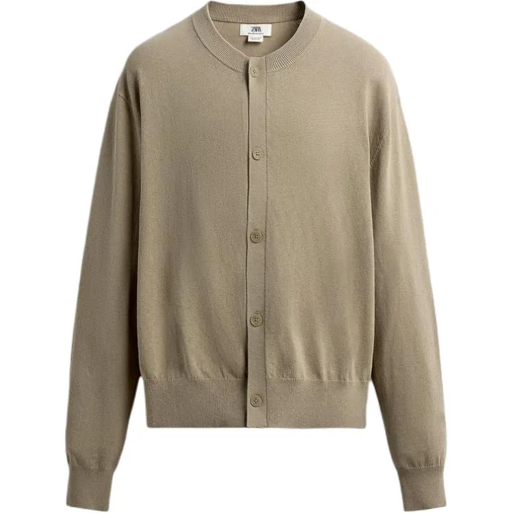 Мужской кардиган с круглым вырезом Beige ZARA, Beige
