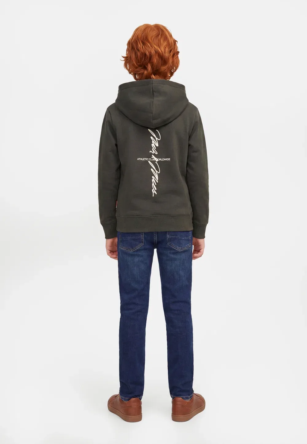 Толстовка с капюшоном Jcoclub с надписью на спине, размер SN JNR Jack & Jones Junior, Peat — фото 2