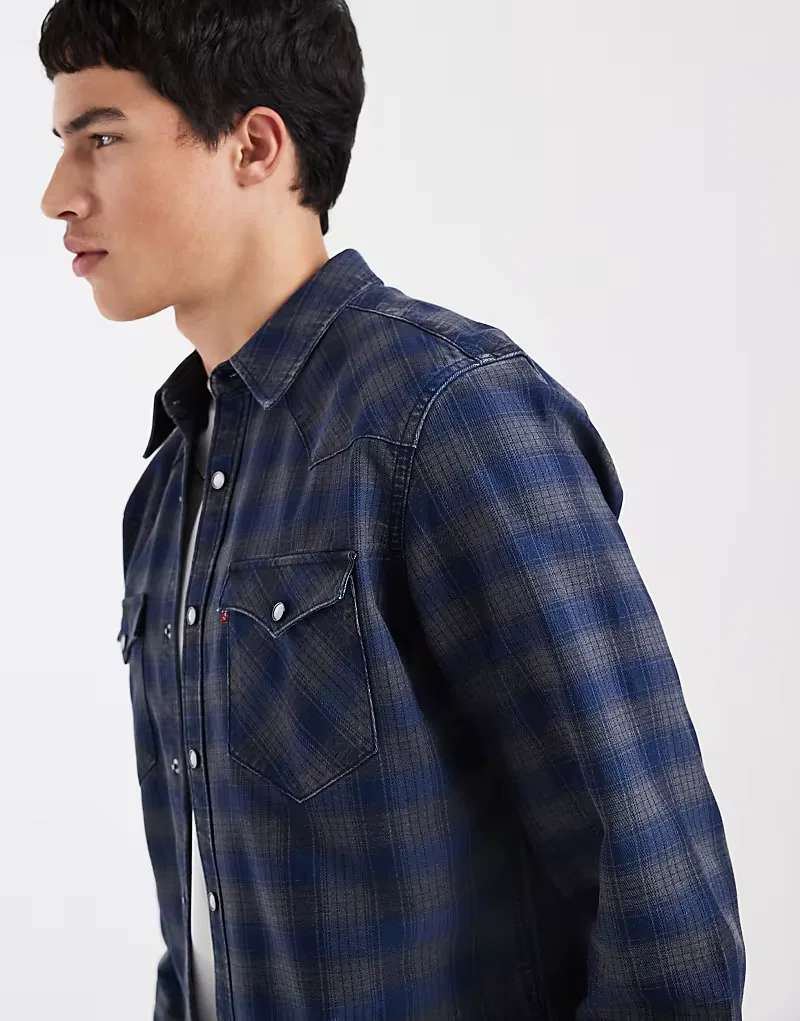 Рубашка Levi's Bastow в клетку в стиле вестерн, синяя — фото 4