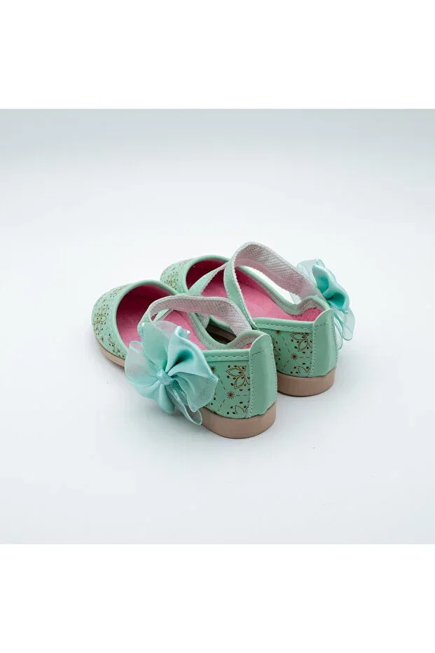 Детские балетки для девочек с принтом Arçın Shoes, Water Green — фото 2