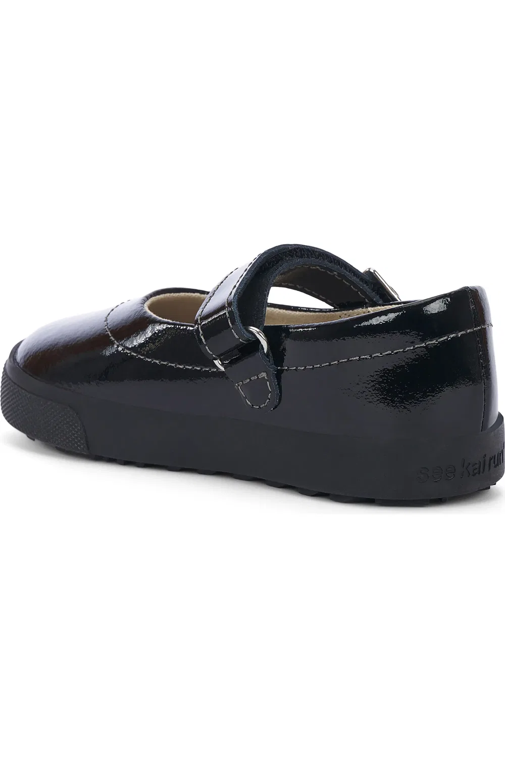 Детские туфли Мэри Джейн с регулируемым ремешком Lucia See Kai Run, Black Patent — фото 2