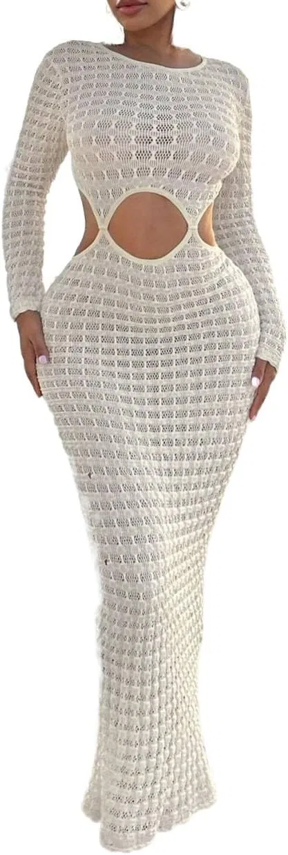 Женское облегающее макси-платье с открытой спиной Bodycon, Apricot