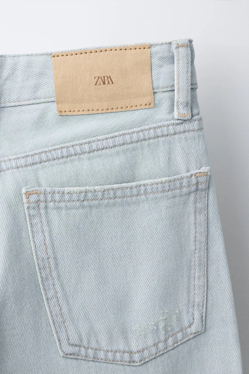 Рваные джинсы с широкими штанинами ZARA, Light Blue — фото 4