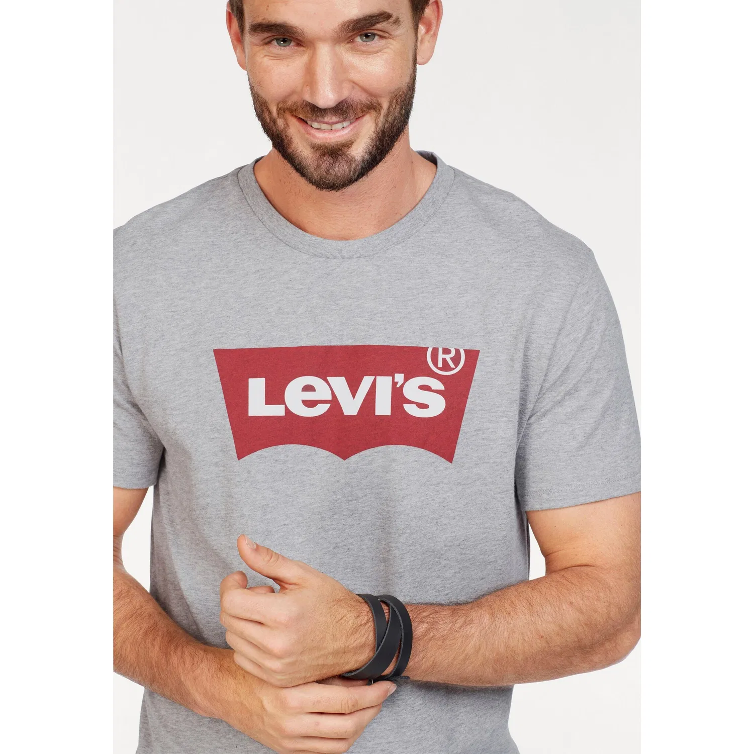 Мужская хлопковая футболка с логотипом Levi's, Mid Grey — фото 3