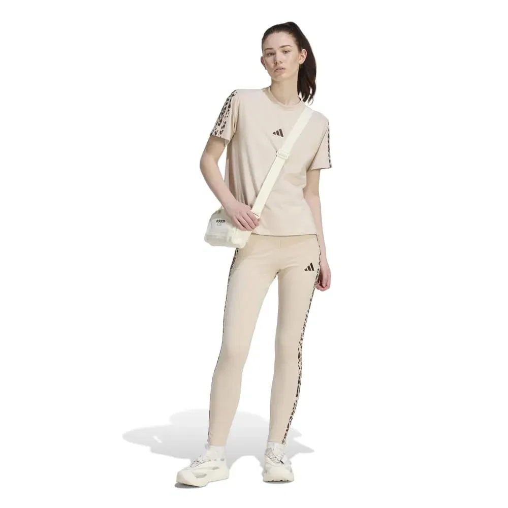 Женские леггинсы с принтом Seasonal Essentials Animal Print 3-Stripes Adidas, Beige — фото 4