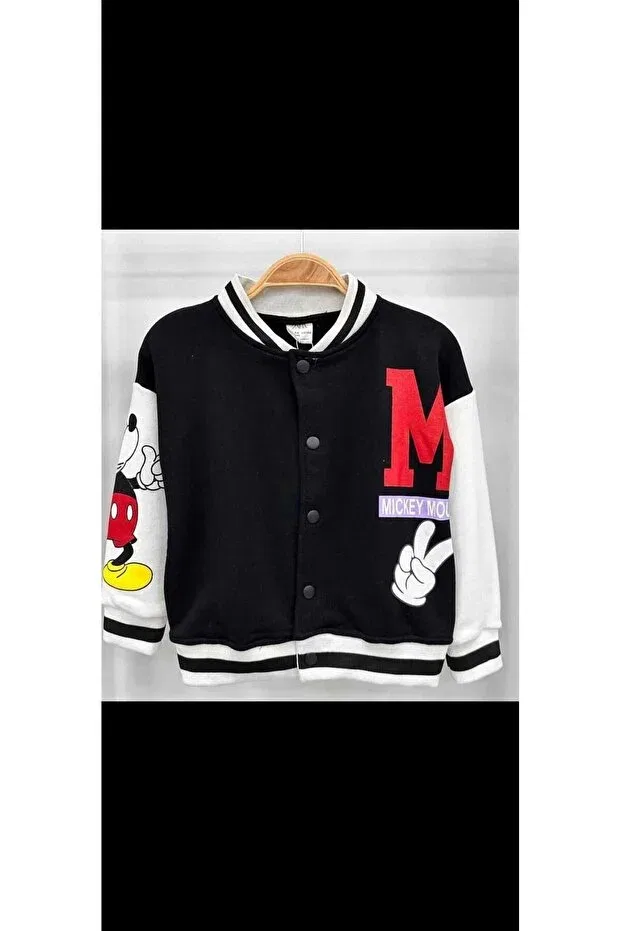 Детская куртка для девочек с принтом Mickey Mouse College Ihracatfazlasi, Black — фото 3