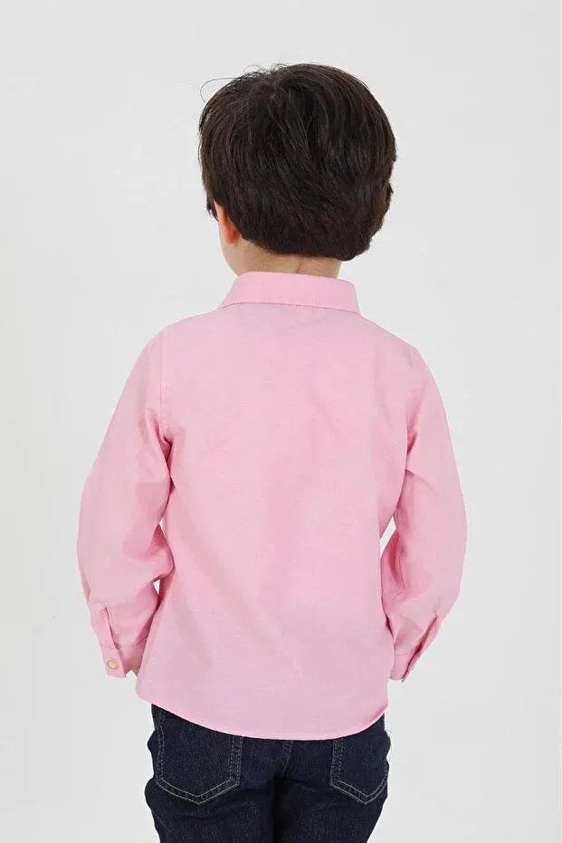 Детская рубашка для мальчиков хлопковая Basics Samsa, Pink — фото 3