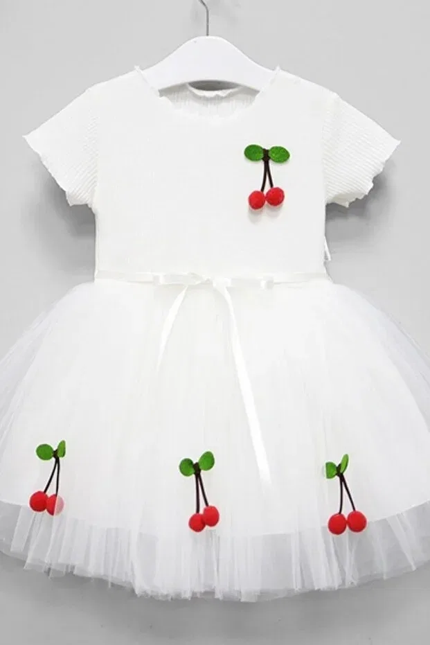 Детское платье для девочек с принтом Tutu cherry dress Murat Baby, White — фото 3