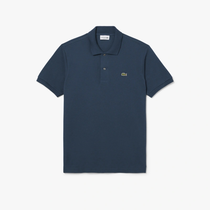 Поло Lacoste Logo-Patched Short-Sleeve, серо-синий