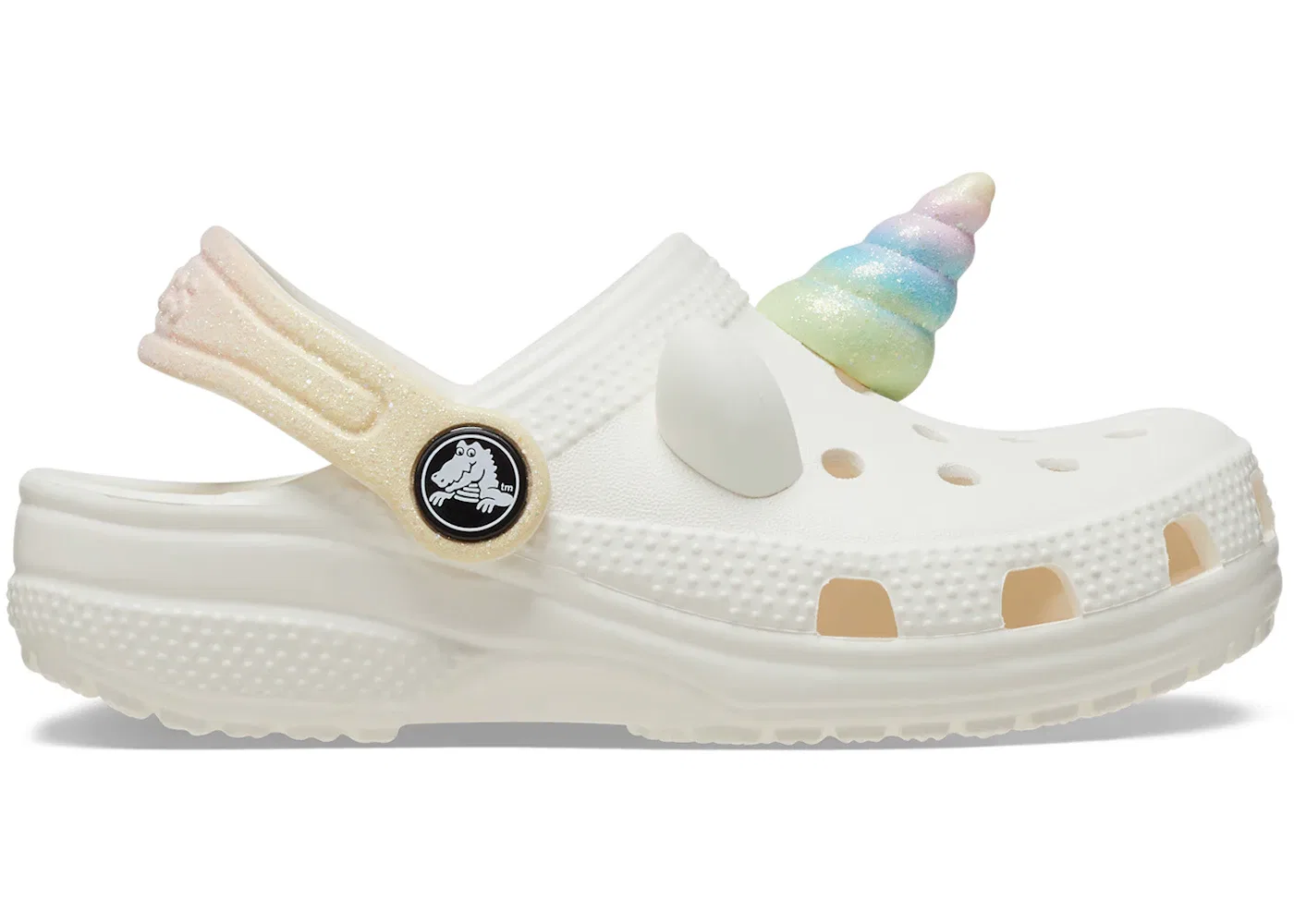 Детские сабо-клоги с принтом I Am Rainbow Unicorn Crocs, Chalk