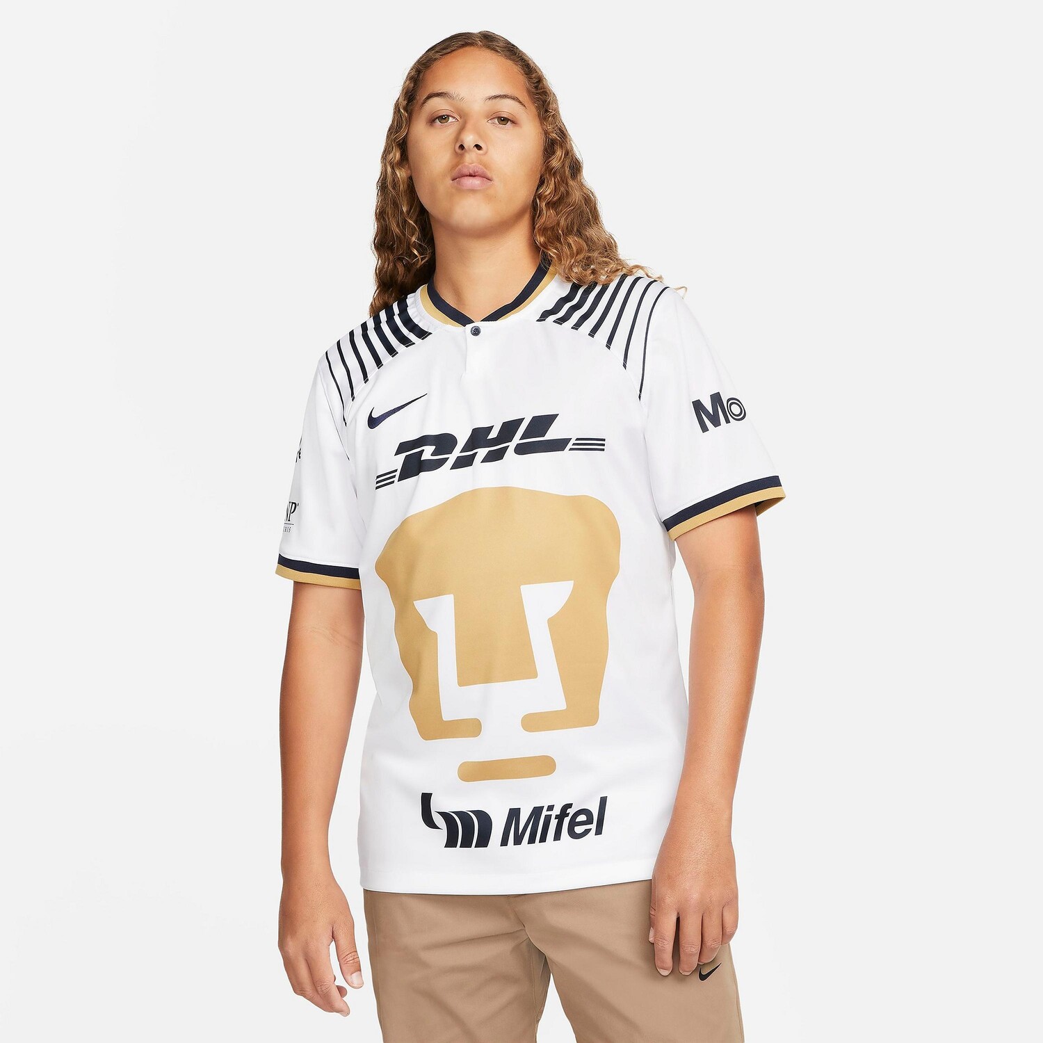 

Мужская футболка Nike Pumas UNAM Soccer 2022-23 Stadium Home Jersey, белый