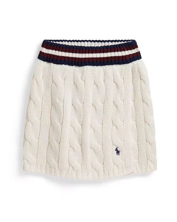 Детская юбка для девочек хлопковая Cable-Knit Cotton Skirt Ralph Lauren, White Multi — фото 3