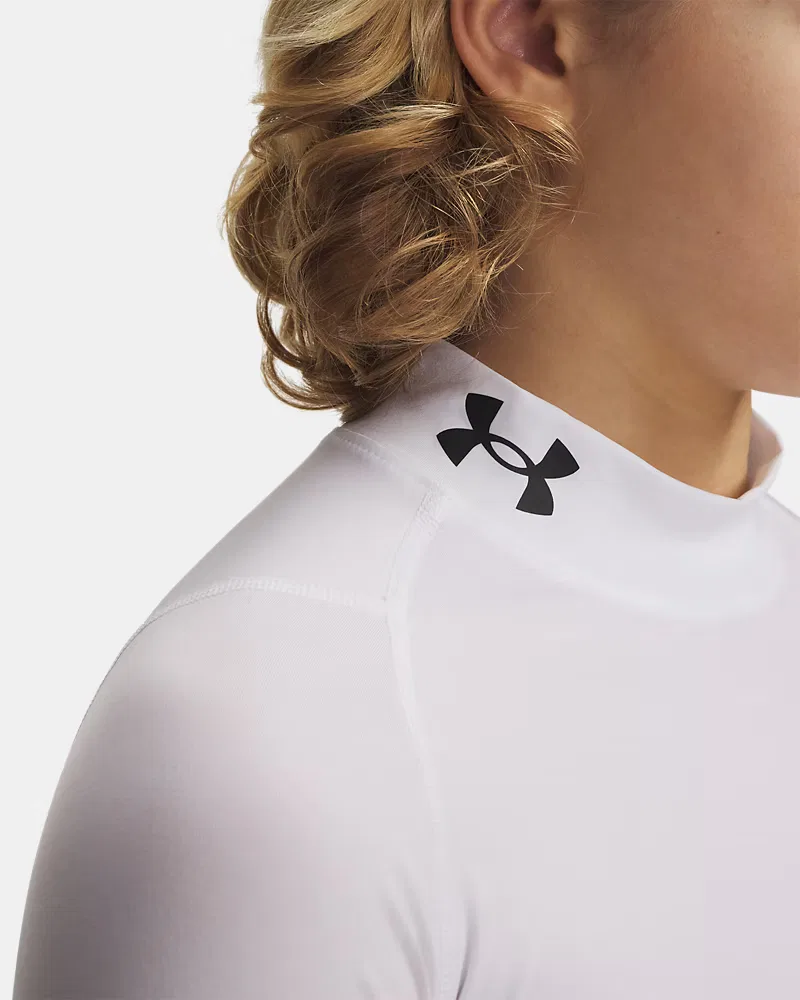 Лонгслив базовый слой с высоким воротом HeatGear UnderArmour, White/Black — фото 3