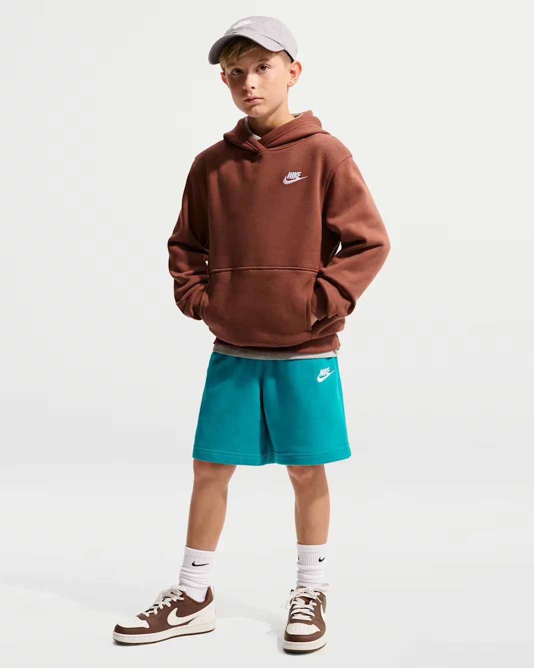 Детские шорты из французской махровой ткани Nike Sportswear Club Fleece, Energy/White