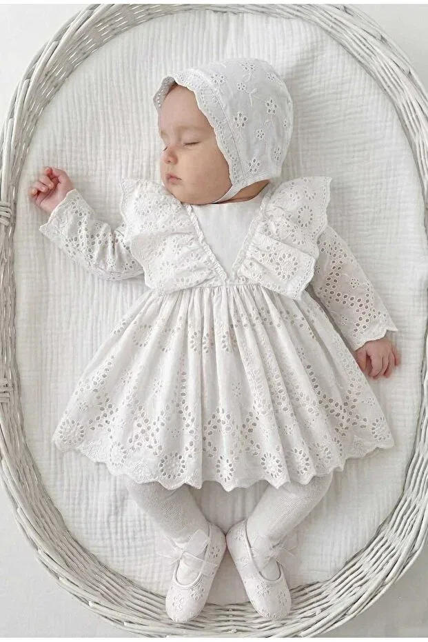 Детский комплект платьев для девочек кружевной Panfilia, White-Ecru