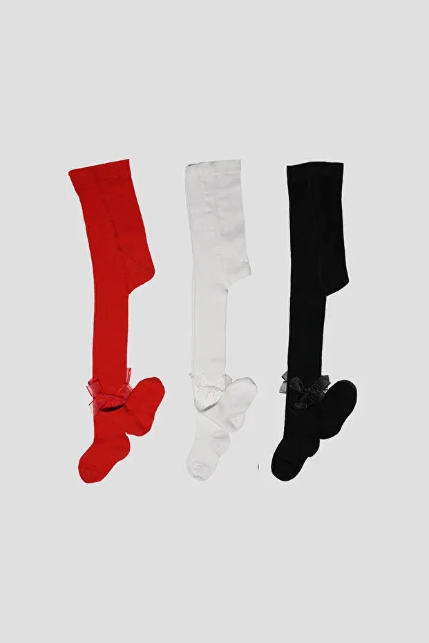 Детские колготки для девочек с принтом 3 пары Defne Baby, Red-Black-White — фото 2