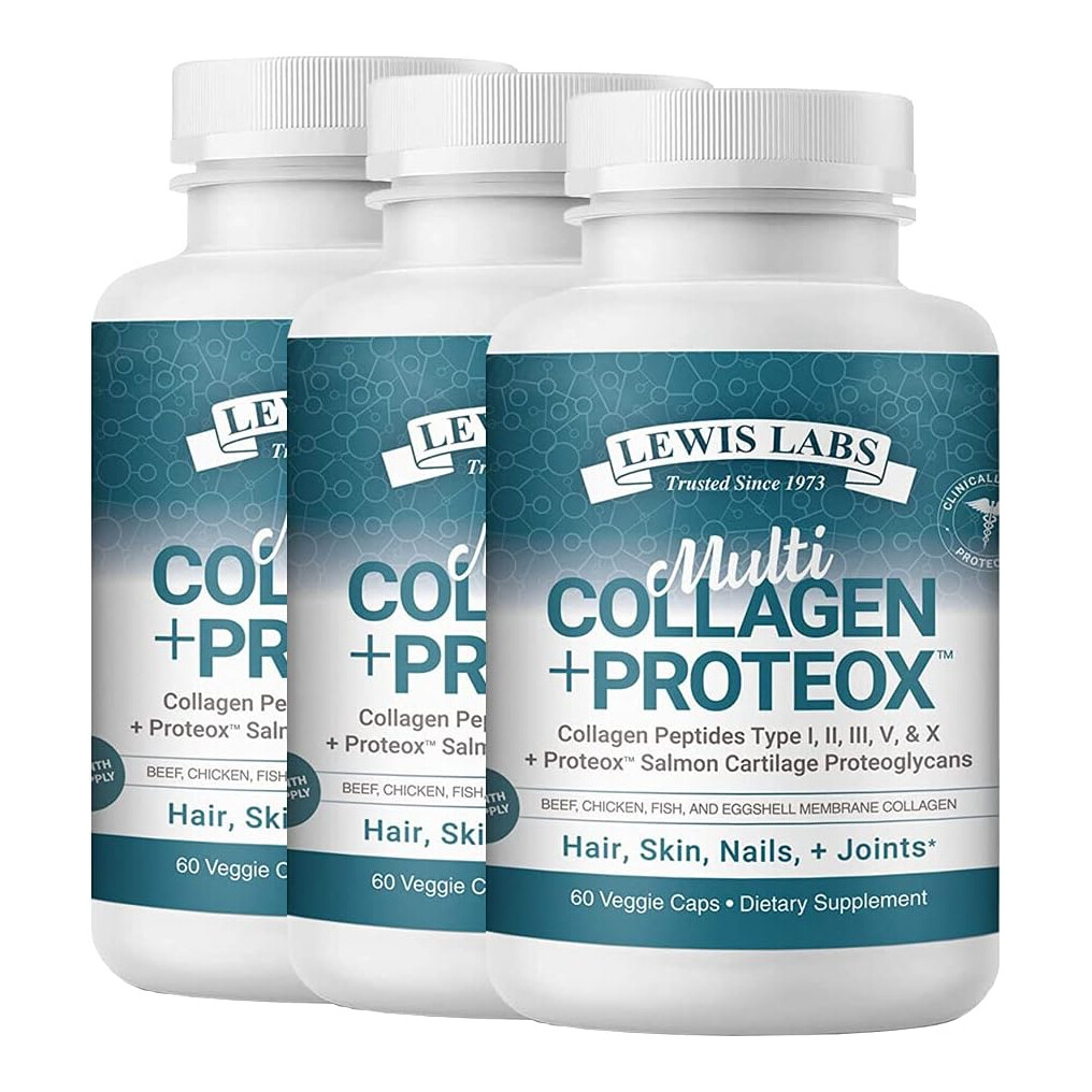 

Коллаген Lewis Labs Multi Peptides Type I, II, III, V, X + Proteox, 180 капсул