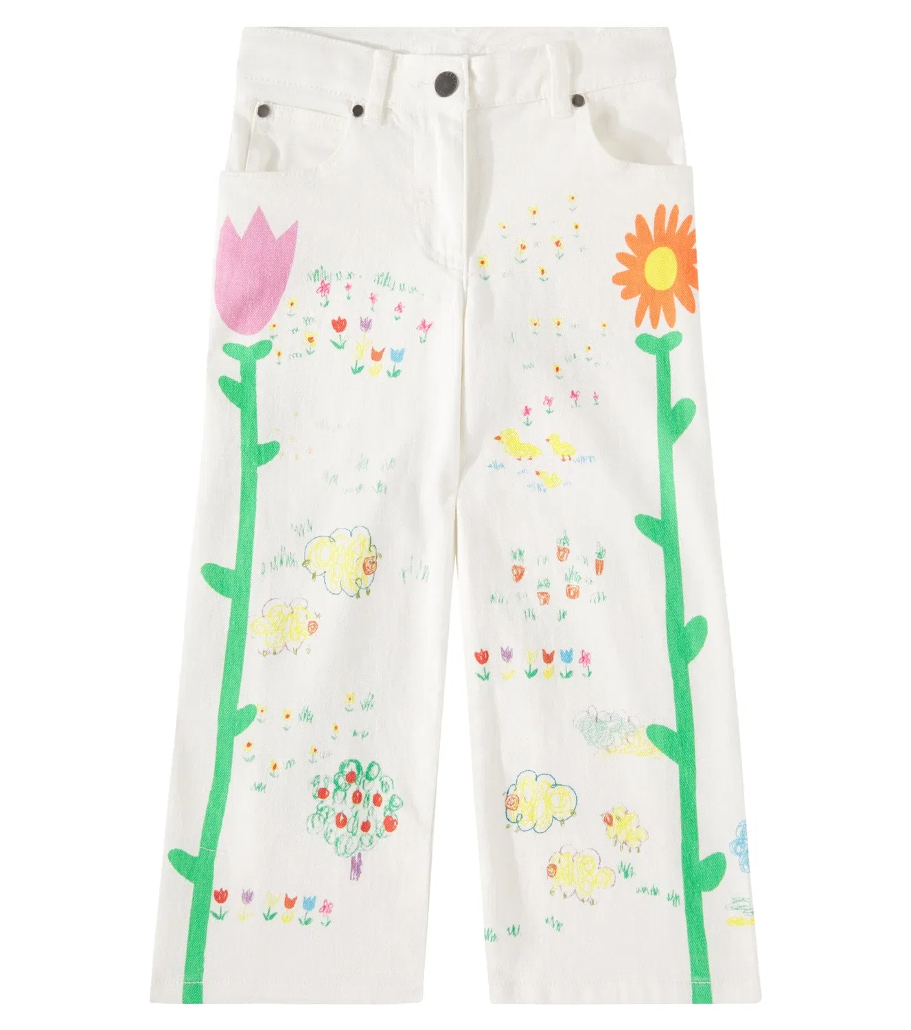 Джинсы прямого кроя с принтом Stella Mccartney Kids, белый