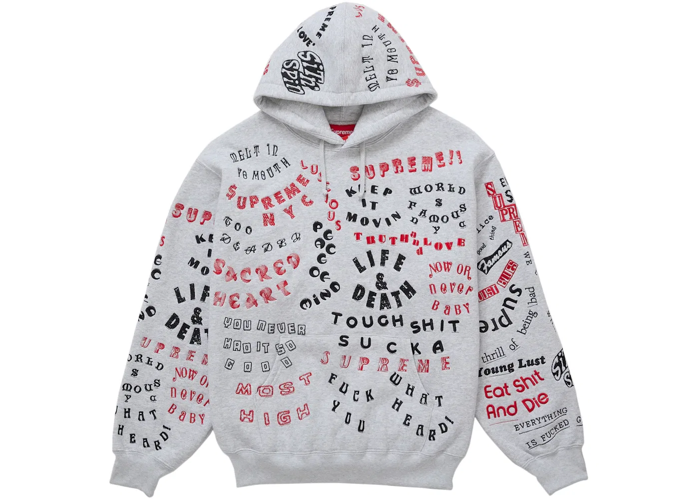 Мужской худи с капюшоном Supreme Sweatshirt, Ash Grey