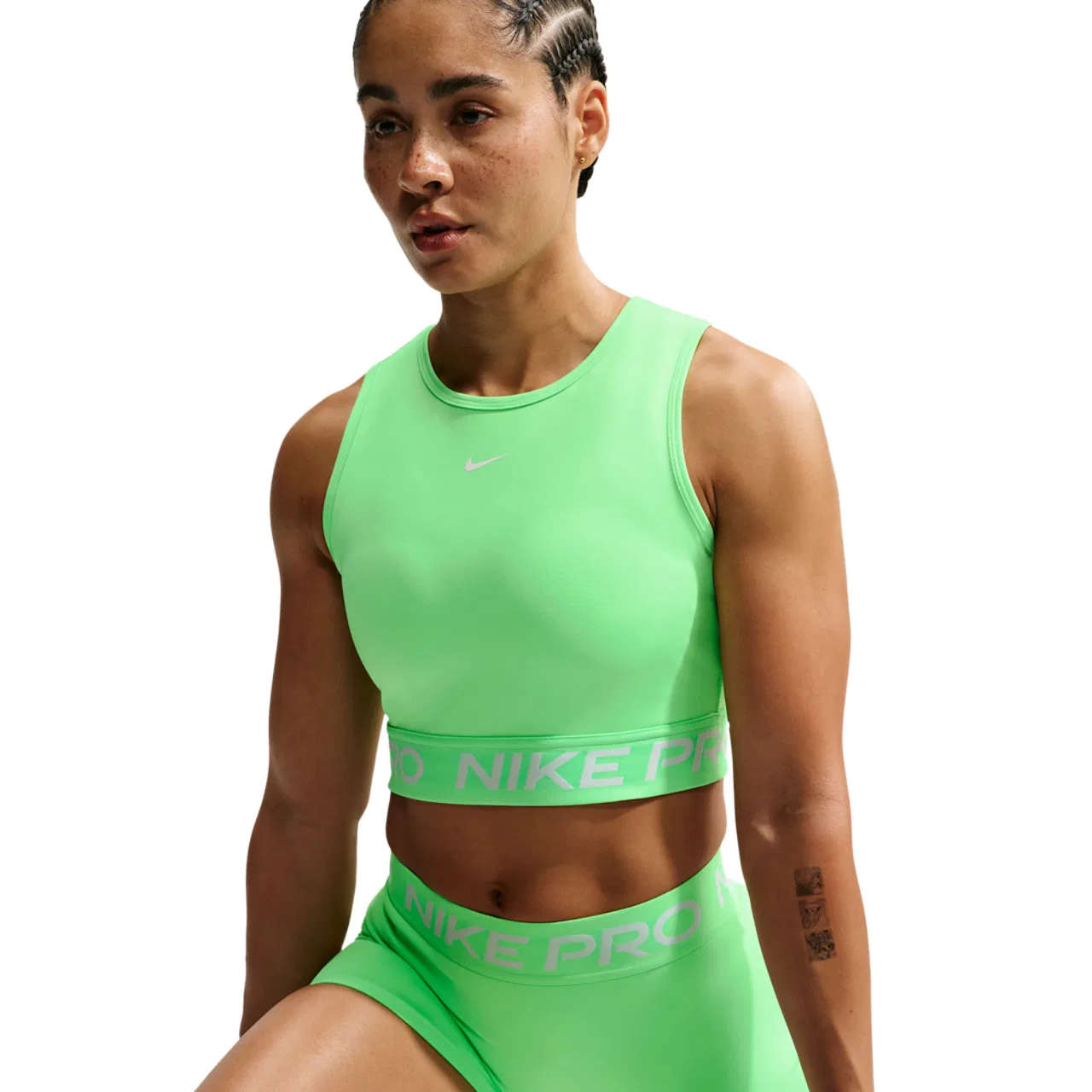 Женский топ-кроп Pro Dri-FIT 365 Nike, цвет White/Illusion Green — фото 3