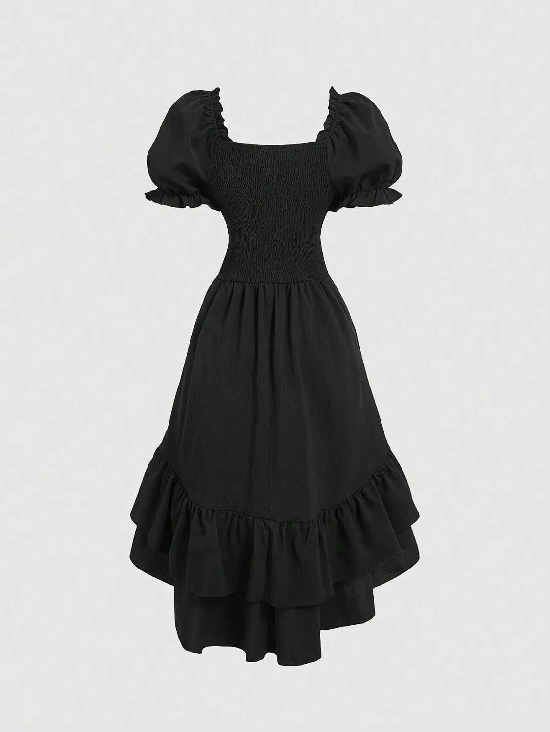 Женское A-силуэта миди-платье с рюшами Ruffle Hem, Black — фото 2