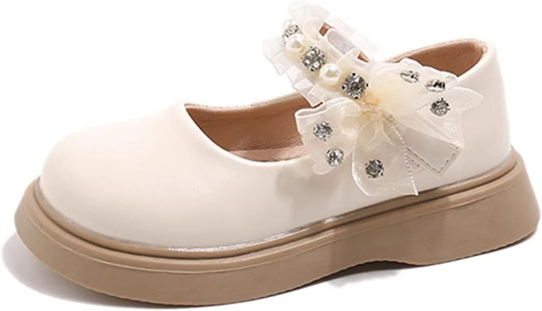 Детские туфли Мэри Джейн с жемчужным ремешком BININBOX, Beige