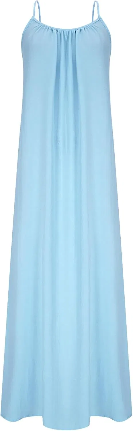 Женское макси-платье на бретелях с открытой спиной, Light Blue — фото 4
